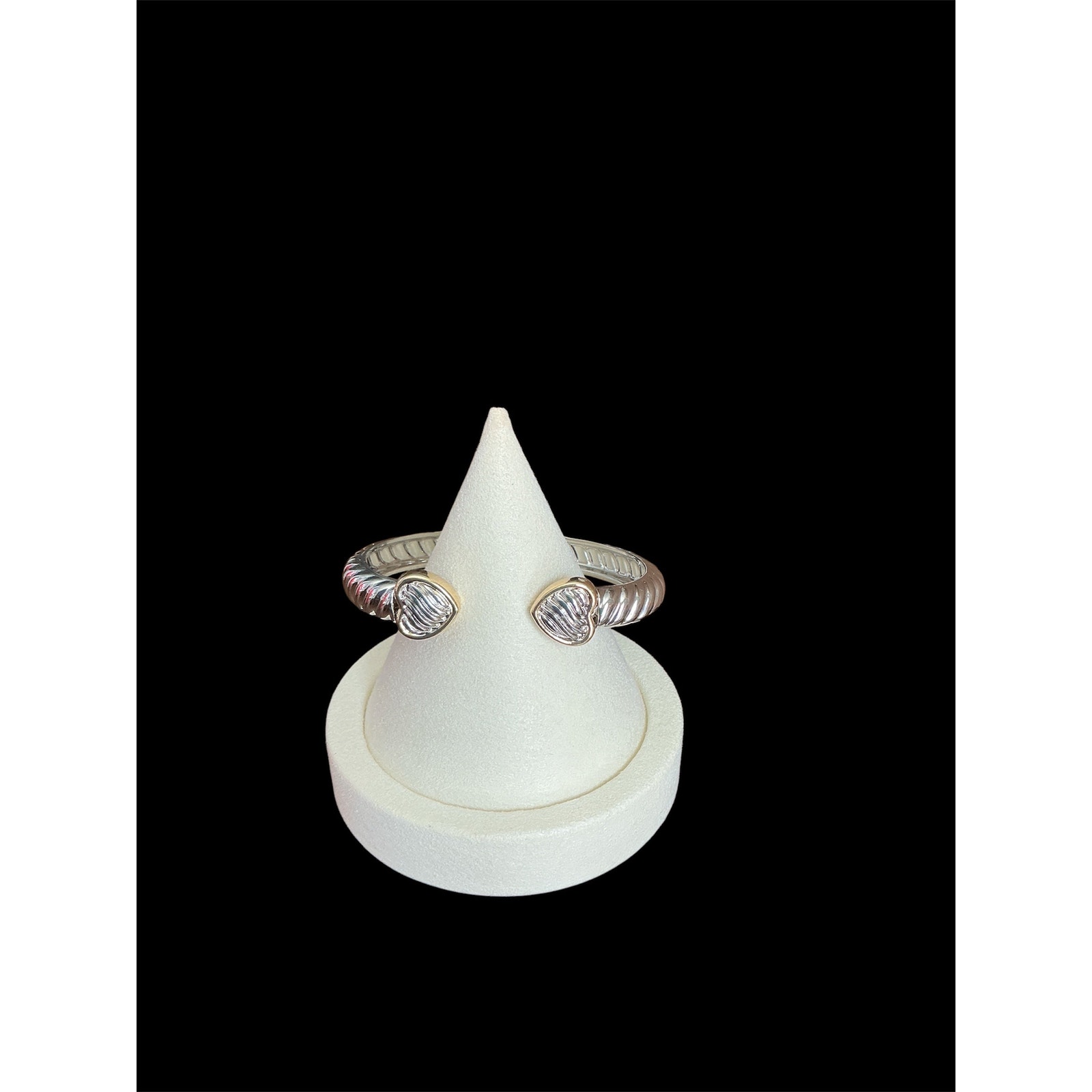 Two Tone Heart Cuff Bracelet